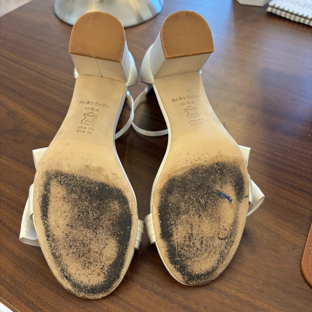Bella Belle Zoya Ivory Block Heels 2.5in - Picture 9 of 9